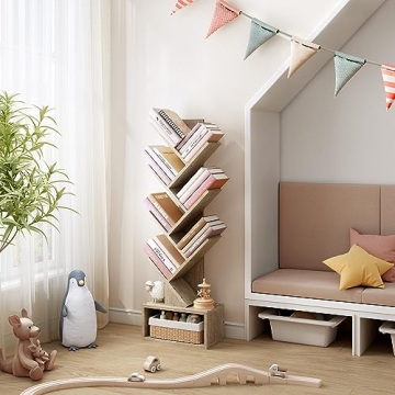 Stylish Hoctieon 6 Tier Tree Bookshelf with Drawer