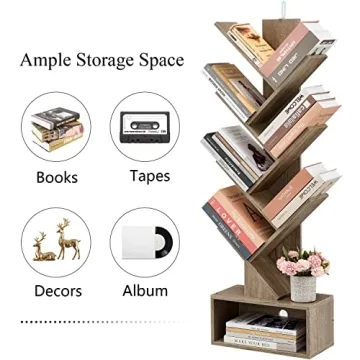 Stylish Hoctieon 6 Tier Tree Bookshelf with Drawer