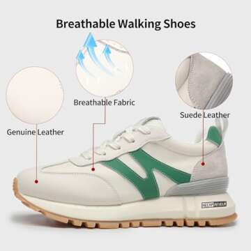 somiliss Women’s Sneakers – Stylish Green Lace-Up Casual Walking Shoes