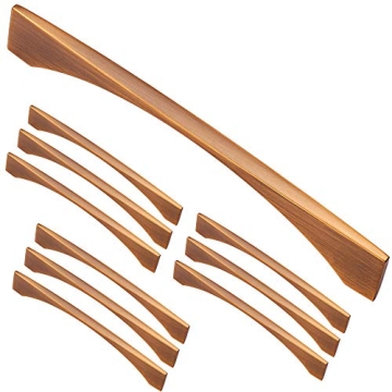 WELLOCKS Cabinet Handles Pulls Retro Bronze, Heavy Duty Curved Drawer Pulls Bar 6.3” Hole Centers,...