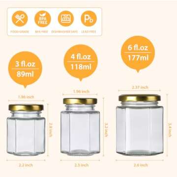 30 Pack Hexagon Honey Jars with Dipper for Events