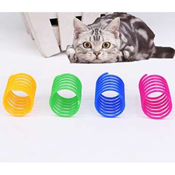 AIMICOCA 120 Pack Cat Spring Toy, Interactive Cat Toy for Indoor Cats Plastic Coils Colorful Springs Cat Toys Active Healthy Fitness Play Coil Spiral Springs Kitten Toys for Swatting, Biting, Hunting