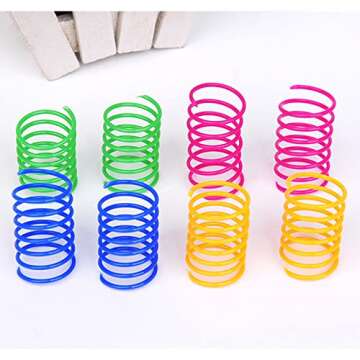 AIMICOCA 120 Pack Cat Spring Toy, Interactive Cat Toy for Indoor Cats Plastic Coils Colorful Springs Cat Toys Active Healthy Fitness Play Coil Spiral Springs Kitten Toys for Swatting, Biting, Hunting