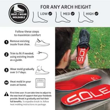 Comfortable SOLE Active Insoles for Plantar Fasciitis Relief - Men & Women