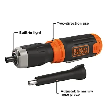 BLACK+DECKER Cordless Screwdriver with LED Light Extension Shaft