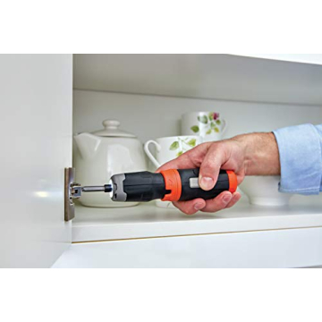 BLACK+DECKER Cordless Screwdriver with LED Light Extension Shaft