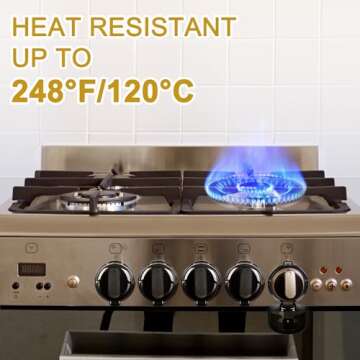 5-Pack Stove Knob Covers for Child Safety - Universal Size Gas Stove Knob Covers with Adhesive, Heat-Resistant Baby Proof Stove Knob Covers, Dual-Key Oven Knob Covers for Child Safety and Pet (Black)