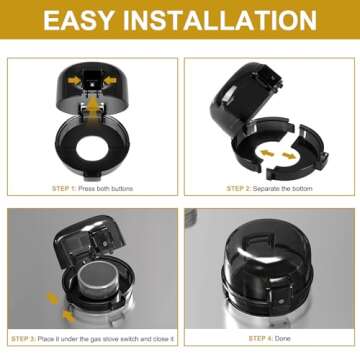 5-Pack Stove Knob Covers for Child Safety - Universal Size Gas Stove Knob Covers with Adhesive, Heat-Resistant Baby Proof Stove Knob Covers, Dual-Key Oven Knob Covers for Child Safety and Pet (Black)