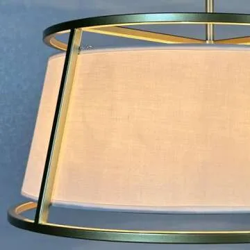 Shrine Lighting Drum Chandeliers, Modern Style, Perfect Pendant Light Fixture for Dining Room, Living Room, D20'' x H9'', Adjustable Chains 59'', E12*4 Sockets, White Lampshade & Brass Finish Frame