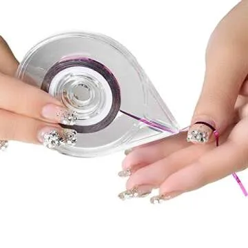 Beuniar Nail Striping Tape Line 40 Rolls Multicolor Glitter Matte Texture Decal Nails Art Adhesive Sticker Foil with 2Pcs Tape Roller Dispenser Holder