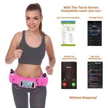 No.1 Hydration Belt by Runtasty - Premium Winners' Running Fuel Belt w/2 BPA-Free 10 oz Water Bottles, Tilt-Up Pocket w/Touchscreen-Ready Cover - Fits All iPhones, No-Bounce Design (Hot Pink)