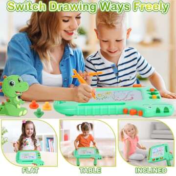 Toddler Toys 2-3, Dinosaur Magnetic Drawing Board Toys for 1 2 3 Year Old Boy Girls,Colorful Magna Sturdy Doodle Board Kids Toys, Etch Sketch Educational Toys for Toddlers 1-3 Christmas Birthday Gifts
