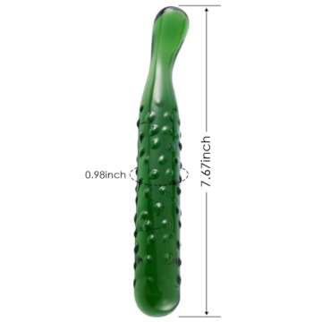 Glass Anal Plug Crystal Dildo Wand Penis Anal Play Stimulator Vaginal Massager G-spot Vegetable & Fruit Shape Adult Sex Toy, Green-Cucumber, 7.68 * 0.98"