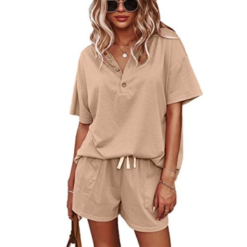 ADDHEAT Women’s Short Sleeve Pajamas Set: Stylish Leopard Loungewear with Pockets