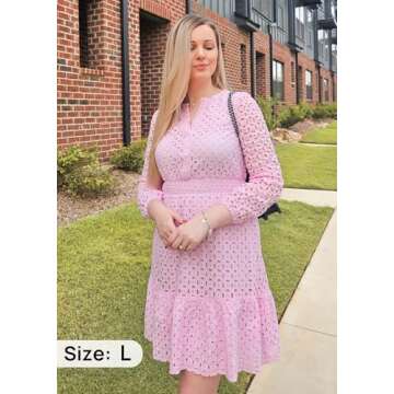 Elegant ZESICA Women's Mini Dress with Eyelet Embroidery