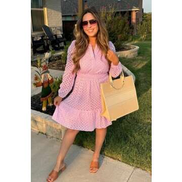 Elegant ZESICA Women's Mini Dress with Eyelet Embroidery
