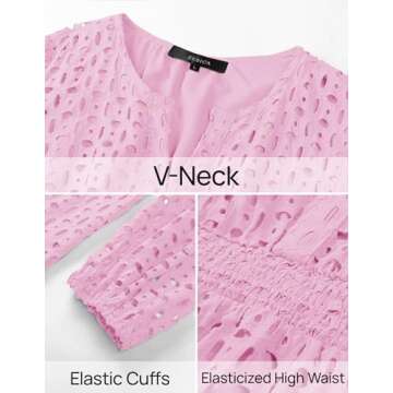 Elegant ZESICA Women's Mini Dress with Eyelet Embroidery