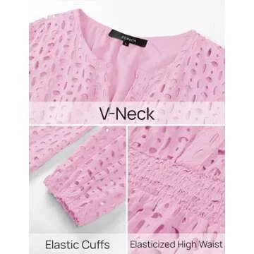 Elegant ZESICA Women's Mini Dress with Eyelet Embroidery