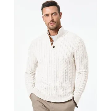 Men's Vintage Cable Knit Long Sleeve Sweater - JMIERR