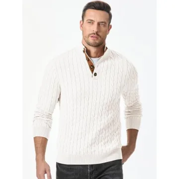 Men's Vintage Cable Knit Long Sleeve Sweater - JMIERR