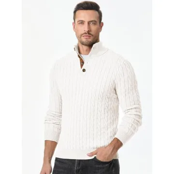 Men's Vintage Cable Knit Long Sleeve Sweater - JMIERR