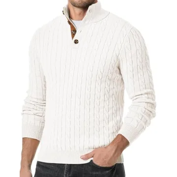 Men's Vintage Cable Knit Long Sleeve Sweater - JMIERR