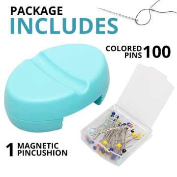 Blue Magnetic Pin Cushion with Pins Magnetic Bobby Pin Holder Plastic Tray for Bobby Pin 100PCS Plastic Head Pin Cushions for Sewing Supplies