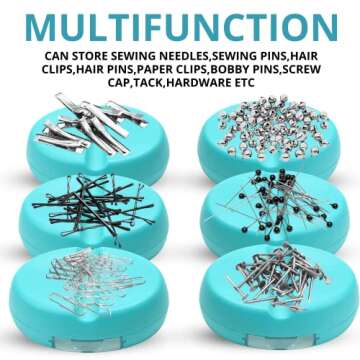 Blue Magnetic Pin Cushion with Pins Magnetic Bobby Pin Holder Plastic Tray for Bobby Pin 100PCS Plastic Head Pin Cushions for Sewing Supplies