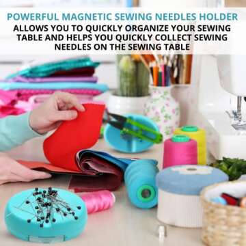 Blue Magnetic Pin Cushion with Pins Magnetic Bobby Pin Holder Plastic Tray for Bobby Pin 100PCS Plastic Head Pin Cushions for Sewing Supplies