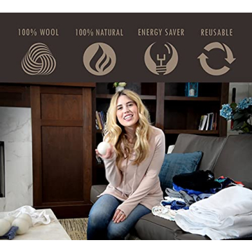 Handy Laundry Wool Dryer Balls - Natural Fabric Softener, Reusable, Reduces Clothing Wrinkles and Saves Drying Time, Better Alternative to Plastic Balls and Liquid Softener (Pack of 6)