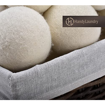 Handy Laundry Wool Dryer Balls - Natural Fabric Softener, Reusable, Reduces Clothing Wrinkles and Saves Drying Time, Better Alternative to Plastic Balls and Liquid Softener (Pack of 6)