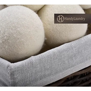 Handy Laundry Wool Dryer Balls - Natural Fabric Softener, Reusable, Reduces Clothing Wrinkles and Saves Drying Time, Better Alternative to Plastic Balls and Liquid Softener (Pack of 6)