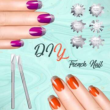 13 Pcs Acrylic Nail French Tip Tool Set - 6 Cutters & Blades for DIY Nail Art