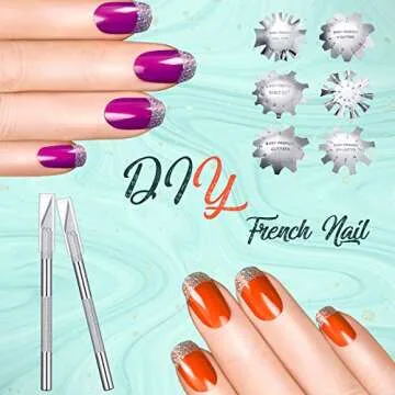 13 Pcs Acrylic Nail French Tip Tool Set - 6 Cutters & Blades for DIY Nail Art