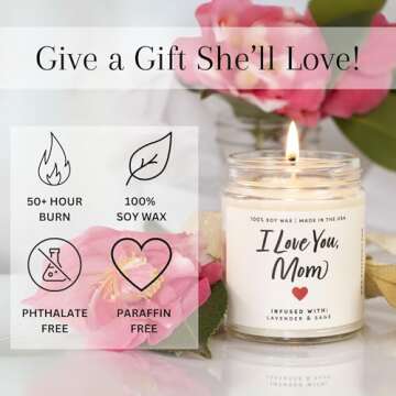 Great Happy Mother's Day Gifts for Mom Candle - 9oz, Soy Wax, 50 Hour Burn - Best Cute Mothers Day G...