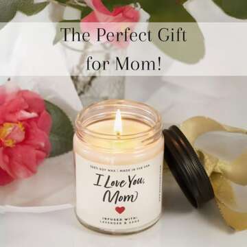 Great Happy Mother's Day Gifts Candle - Soy Wax, 50 Hour Burn