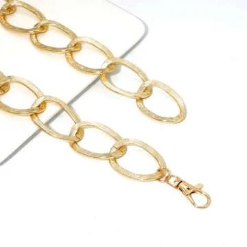 Heyjoin Women's Chain Belts Adjustable Waist Chain Metal Belly Link (Oval Gold M)