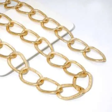 Heyjoin Women's Chain Belts Adjustable Waist Chain Metal Belly Link (Oval Gold M)