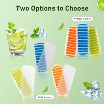 Lily's Home Silicone Narrow Ice Stick Cube Trays with Easy Push and Pop Out Material, Ideal for Sports and Water Bottles, Assorted Bright Colors (11" x 4 1/2" x 1", Set of 3)