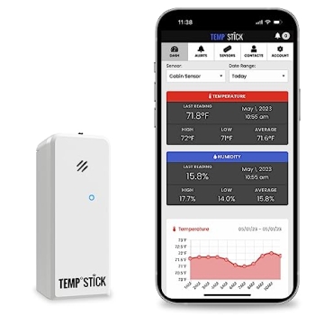 Temp Stick Remote WiFi Temperature & Humidity Sensor, Data Logger. No Subscription. 24/7 Monitor, Un...