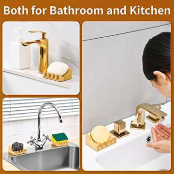 SUBEKYU Bamboo Soap Dish Self Draining Wooden Bar Soap Holder Soap Saver for Shower Slope Drainage Design with Waterproof Layer Wood Soap Dish for Bathroom and Kitchen，2PCS