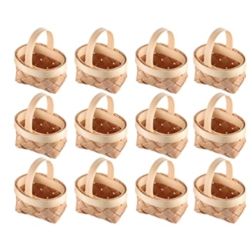 TOYANDONA 12pcs Mini Woven Baskets with Handles, Small Doll Picnic Basket Mini Wooden Basket for Par...
