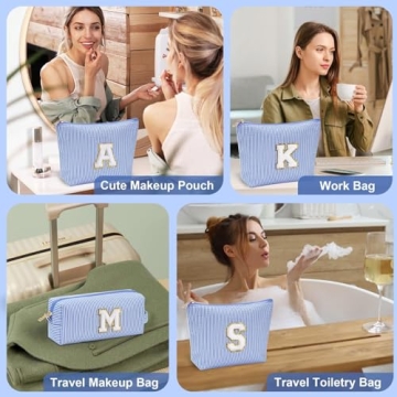 YOOLIFE Cute Personalized Travel Makeup Bag Set for Women