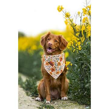 Elegant little tail Dog Bandanas - 1Pack Floral Print Washable Dog Scarf Female Square Dog Bib Kerchief Scarf Adjustable Pet Bandana for Medium Large Dogs