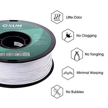 eSUN ABS+ Filament 1.75mm, 3D Printer Filament ABS Plus, Dimensional Accuracy +/- 0.05mm, 1KG Spool (2.2 LBS) 3D Printing Filament for 3D Printers, Cold White