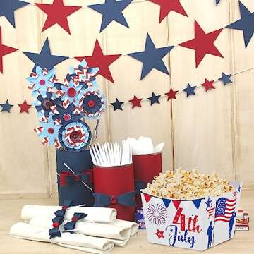 Caoekego 4th of July Snack Bowl Party Supplies 24 Pcs Independence Day Red White Blue Disposable Can...