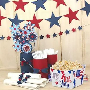 Caoekego 4th of July Snack Bowl Party Supplies 24 Pcs Independence Day Red White Blue Disposable Can...