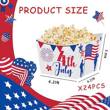 Caoekego 4th of July Snack Bowl Party Supplies 24 Pcs Independence Day Red White Blue Disposable Candy Holder Food Trays for Patriotic Themed Birthday Memorial Day Party Decorations