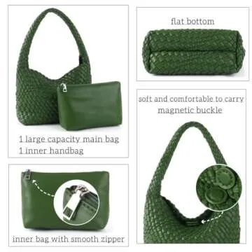 Stylish Woven Handbag Vegan Leather for Women
