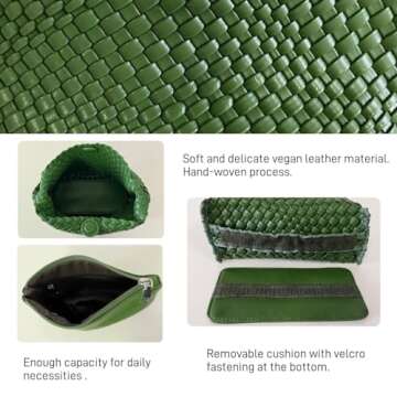 Woven Handbag for Woman Vegan Leather Hand Woven Shoulderbag and Purse Small Fashion Shopper Bag